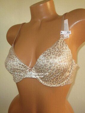 36B Victoria Secret Body by Victoria Invisible Lift Unlined Demi Bra Glam Leopar